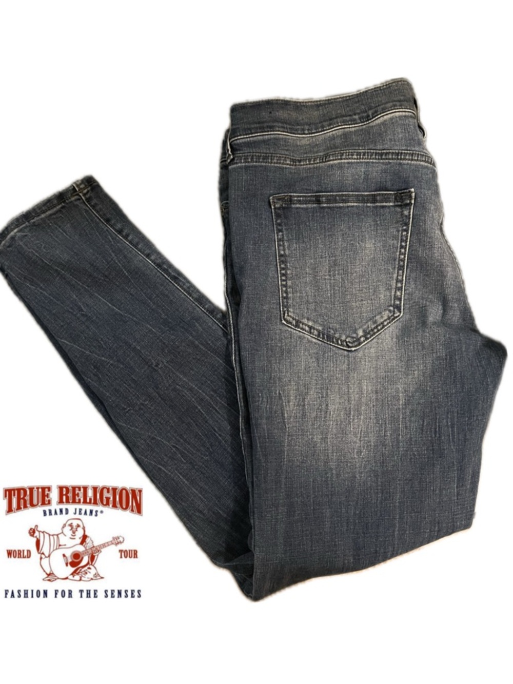 True Religion Tony Men's 38 Blue Super Skinny Jeans Stretch Denim 5 Pocket TBD - Picture 4 of 13